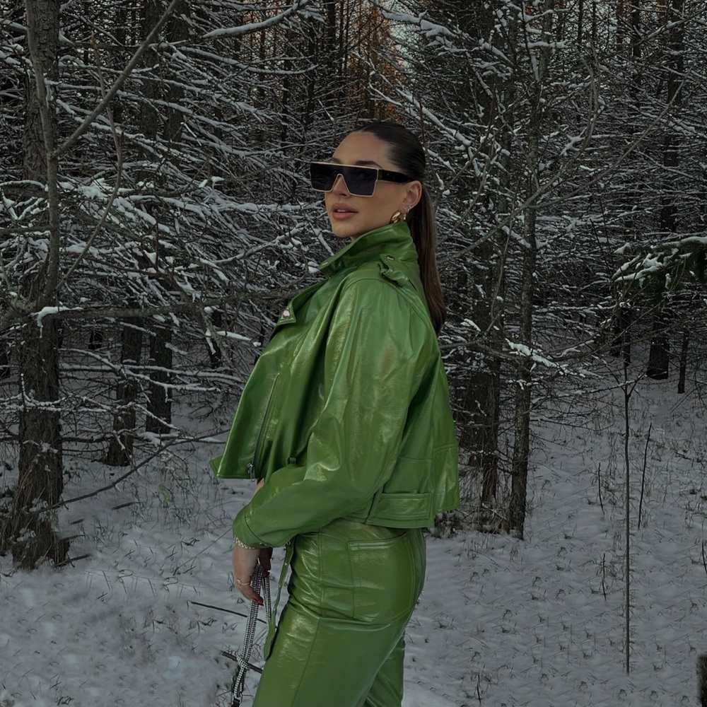 Green Faux Leather Jacket & Pants